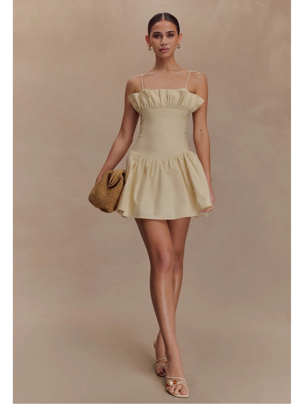 NWT Meshki Mini Dress in Beige